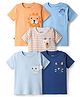 Bonfino 100% Cotton Knit Half Sleeves T-Shirt With Stripes & Animal Print Pack Of 5 - Light Blue & Navy Blue