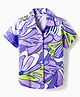 OLLINGTON ST. 100% Cotton Sinker Knit Half Sleeves Shirt With Floral Print - Purple