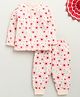 BUMZEE Cotton Knit Full Sleeves Floral Printed Night Suit - Peach