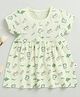 BUMZEE Cotton Knit Half Sleeves Dress With Toaster & Spoon Print - Light Green