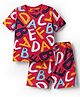 Babyhug Cotton Knit Half Sleeves Co-ords Shorts Night Suit with Alphabet Print - Red