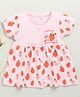 BUMZEE Cotton Knit Half Sleeves Frock with Strawberry Print -  Pink