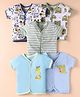 OHMS Single Jersey Knit Half Sleeves Jhablas with Animal Print & Stripes Pack of 5 - Light Blue & White