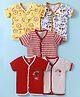 OHMS Single Jersey Knit Half Sleeves Front Open Jhablas with Stripes Animals & Vehicles Print Pack of 5 - Multicolor
