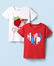 Honeyhap Premium 100% Cotton Knit With Bio Finish Half Sleeves T-Shirts With Happy Text Print Pack of 2 - High Risk Red & Bright White