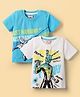 Honeyhap Marvel Single Jersey Knit Half Sleeves T-Shirts with Spider Man Graphics Pack of 2 - Light Blue & White