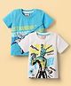 Honeyhap Marvel Single Jersey Knit Half Sleeves T-Shirts with Spider Man Graphics Pack of 2 - Light Blue & White