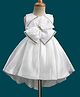 Bluebell Satin Woven Flared Party Frock With Embellished Bow Applique - Offwhite