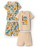 Bonfino 100% Cotton Knit Half Sleeves Shorts Night Suits with Safari Theme Print Pack of 2 - Offwhite