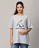 The Mom Store Half Sleeves Do Not Disturb Text Printed Oversized Maternity Tee - Grey