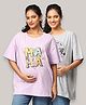The Mom Store Pack Of 2 Half Sleeves Typography Printed Oversized Maternity Tees - Lavender & Grey
