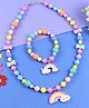 Asthetika Beads Embellished Rainbow Designed Necklace With Coordinating Bracelet Set - Pink & Blue