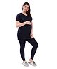 TUMMY Viscose Half Sleeves Solid Tee & High Waist Leggings Set - Blue