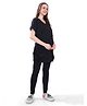TUMMY Viscose Half Sleeves Solid Tee & High Waist Leggings Set - Black