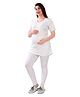TUMMY Viscose Half Sleeves Solid Tee & High Waist Leggings Set - White