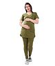 TUMMY Viscose Half Sleeves Solid Tee & High Waist Leggings Set - Green