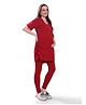 TUMMY Viscose Half Sleeves Solid Tee & High Waist Leggings Set - Red