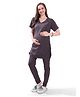 TUMMY Viscose Half Sleeves Solid Tee & High Waist Leggings Set - Grey