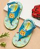 ONYC Tiger Patch Detailed Velcro Closure Flip Flops - Sky Blue