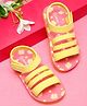 ONYC Floral Designed Velcro Closure Sandals - Pink & Yellow