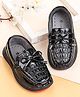 Cute Walk by Babyhug Slip On Loafers With Lace Applique - Black