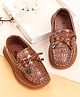 Cute Walk by Babyhug Slip On Loafers With Lace Applique - Tan