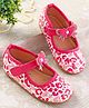 Cute Walk by Babyhug Ballerinas with Velcro Closure Heart Print & Bow Applique - Pink