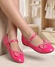 Pine Kids Clip Closure Solid Coloured Ballerina With Bow Applique - Fuchsia