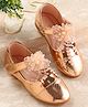 Cute Walk by Babyhug Metallic Ballerina with Velcro Closure & Floral Applique - Rose Gold