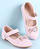 Pine Kids Velcro Closure Solid Coloured Ballerina With Bow Applique - Pink