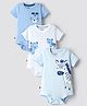 Bonfino 100% Cotton Half Sleeves Onesies With Animal Print Pack Of 3 - Light Blue White & Blue