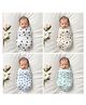 Carerio 100% Mulmul Baby Swaddle Set, Pack of 4, Printed Breathable & Anti Allergic Swaddle Wrap for New Born Baby