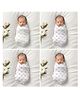 Carerio 100% Mulmul Baby Swaddle Set, Pack of 4, Printed Breathable & Anti Allergic Swaddle Wrap for New Born Baby