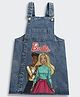 Barbie by Tiny Girl Mattel Featuring Barbie Printed Dungaree With Full Sleeves Top - Light Blue