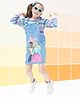 Barbie by Tiny Girl Mattel Featuring Barbie Printed Dungaree With Full Sleeves Top - Light Blue