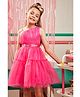 Barbie by Tiny Girl Sleeveless Brand Name Printed Dress - Hot Pink