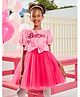 Barbie by Tiny Girl Half Puffed Sleeves Brand Name Printed Bow Applique Detailed Dress - Light Pink