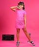 Barbie by Tiny Girl Half Sleeves Typography Printed Top & Coordinating Skirt Set - Dark Pink