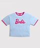 Barbie by Tiny Girl Cotton Half Sleeves Brand Name Printed Top - Powder Blue