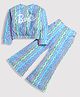 Barbie by Tiny Girl Mattel Featuring Full Sleeves Abstract & Barbie Logo Printed Top With Coordinating Bootcut Pant - Blue