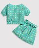 Barbie by Tiny Girl Half Sleeves Hearts Printed Coordinating Top & Skirt Set - Teal Green