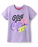 Pine Kids Cotton Knit Half Sleeves T-Shirt with Text Print - Lavender