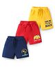 Doodle Poodle 100% Cotton Knee Length Shorts With Beach Theme Print Pack Of 3 - Navy Blue Red & Yellow