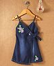 Little Kangaroos Singlet Neck Wrap Around Denim Frock - Dark Blue