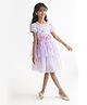 A Little Fable Half Sleeves Floral Applique Detailed Layered Dress - Lavender