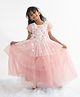 A Little Fable Half Sleeves Floral Applique Detailed Beads Embellished Gown  - Multi Colour