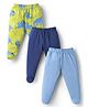 Doodle Poodle Cotton Knit Footed Bootie Leggings With Dino Print Pack Of 3 - Navy Blue & Limegreen