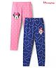 HoneyHap Disney Lycra Knit Full Length Leggings with Minnie Mouse & Family Graphics Pack of 2 - Pink & Blue
