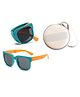 ZQBIEE Colour Blocked Foldable Wayfarer Sunglasses With Round Case - Green