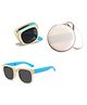 ZQBIEE Colour Blocked Foldable Wayfarer Sunglasses With Round Case - Off White